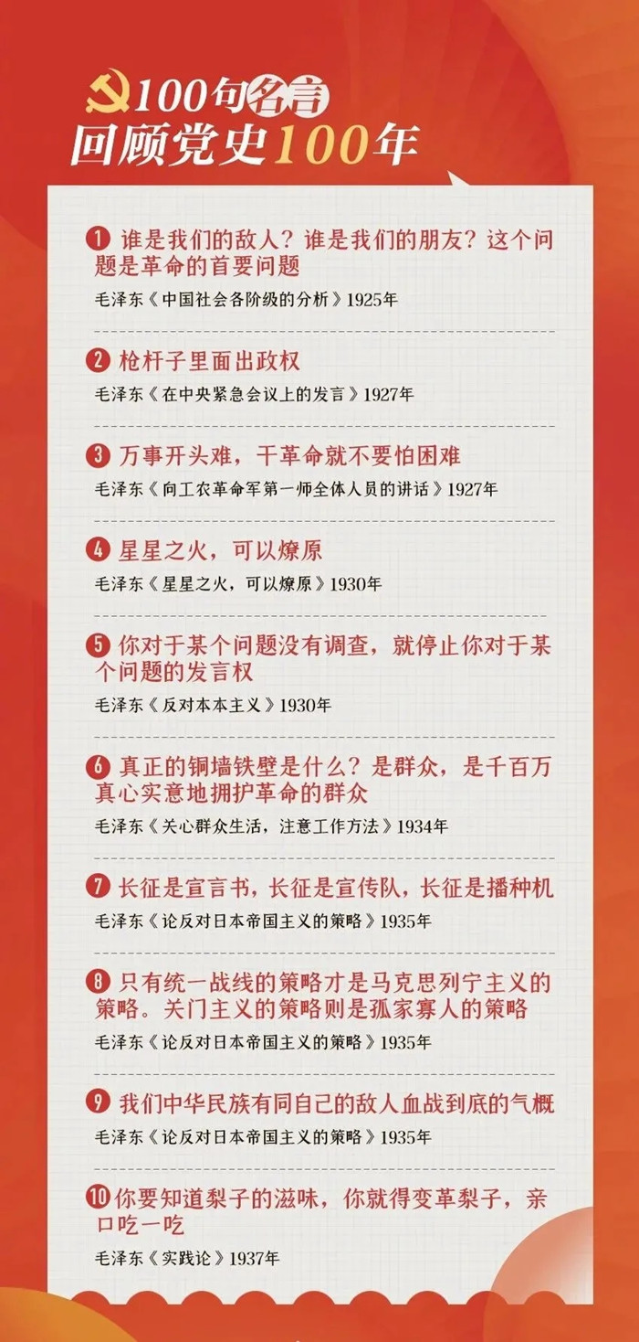 公考用得上！100句名言回顧黨史百年，一起學習